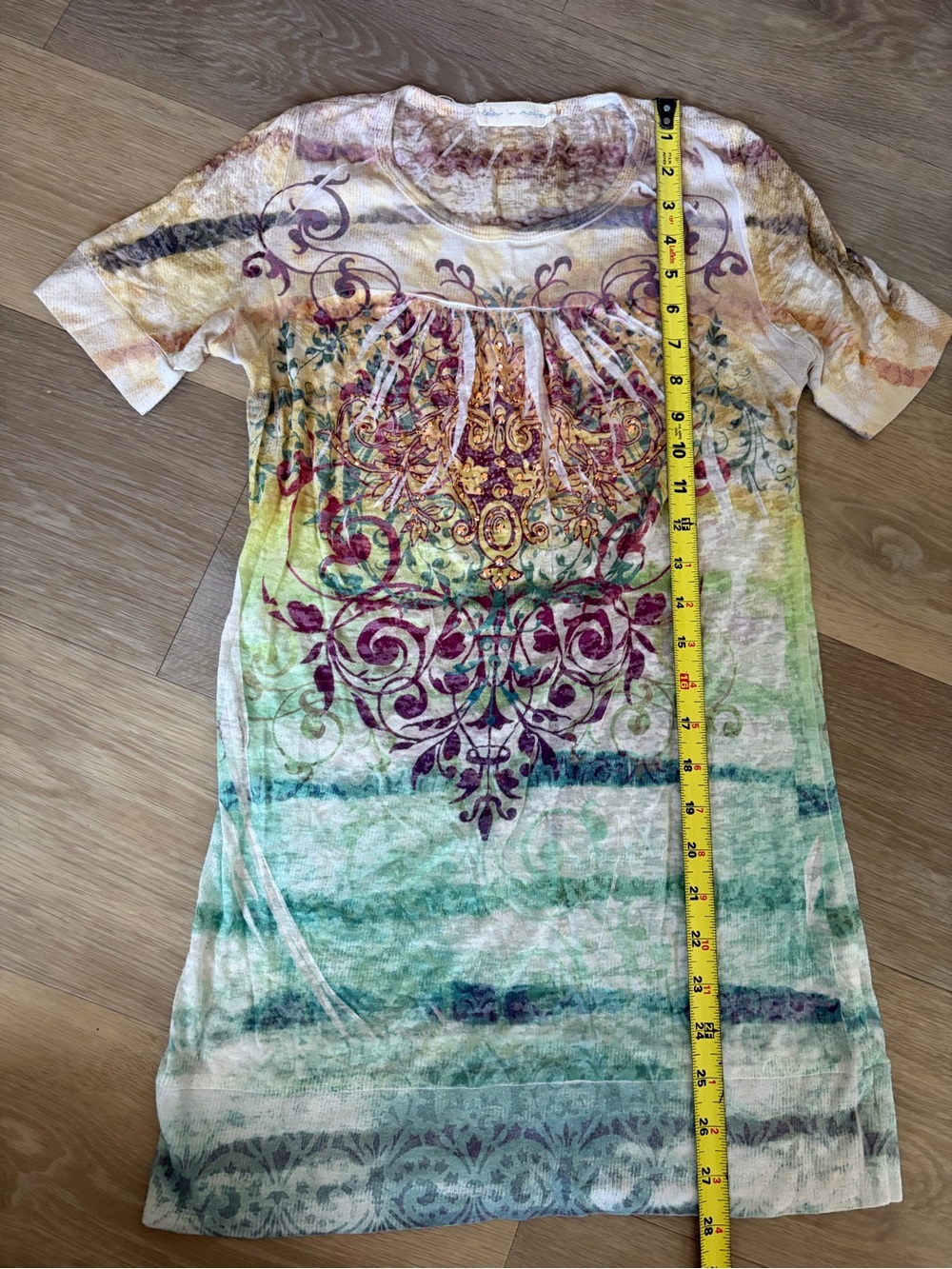 Color in Motion Y2K Rhinestone Graphic Tunic Top Medium - Picture 5 of 7